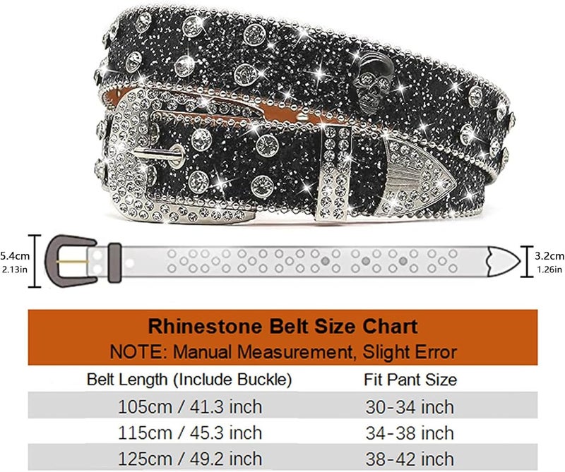EVERBLTING Rhinestones Skull Belt Diamond Studded Skull Belt for Men Women Studded Cowgirl Belts Belts Skulls For Jean Pant - Image 5